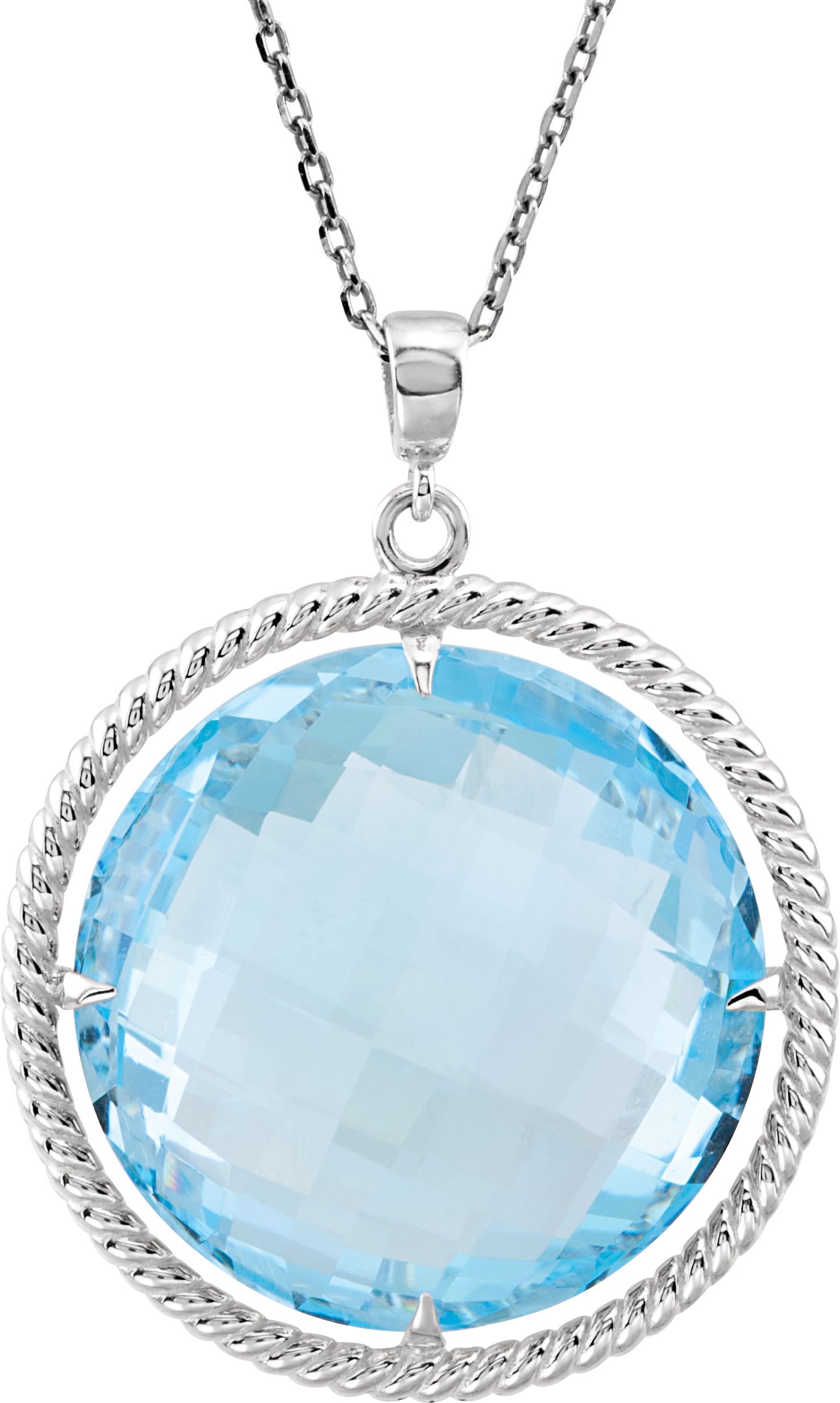 Sterling Silver Sky Blue Topaz Rope 18" Necklace