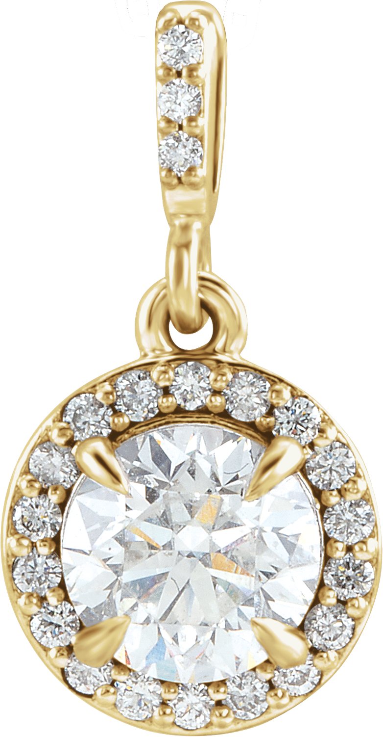 14K Yellow 9/10 CTW Lab-Grown Diamond Halo-Style Pendant