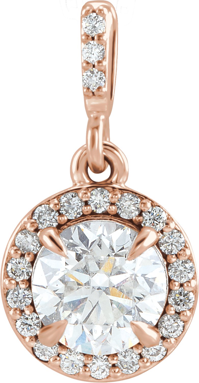 14K Rose Gold 9/10 CTW Lab-Grown Diamond Halo-Style Pendant