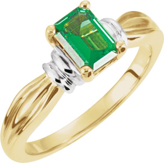 14K Rose 8x6 mm Emerald Ring Mounting