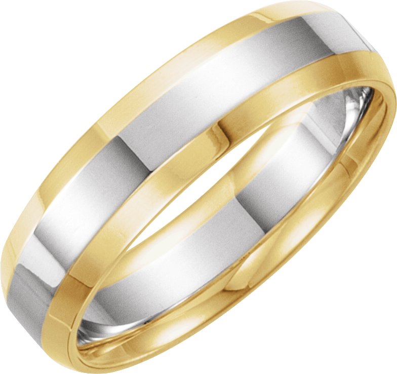 10K Yellow/White/Yellow 8 mm Beveled-Edge Band Size 9
