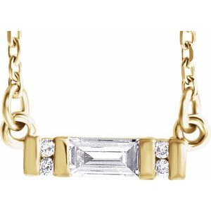 14K Yellow 1/10 CTW Natural Diamond Bar 16-18" Necklace 
