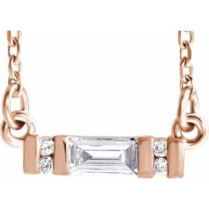 14K Rose 1/10 CTW Natural Diamond Bar 16-18" Necklace 