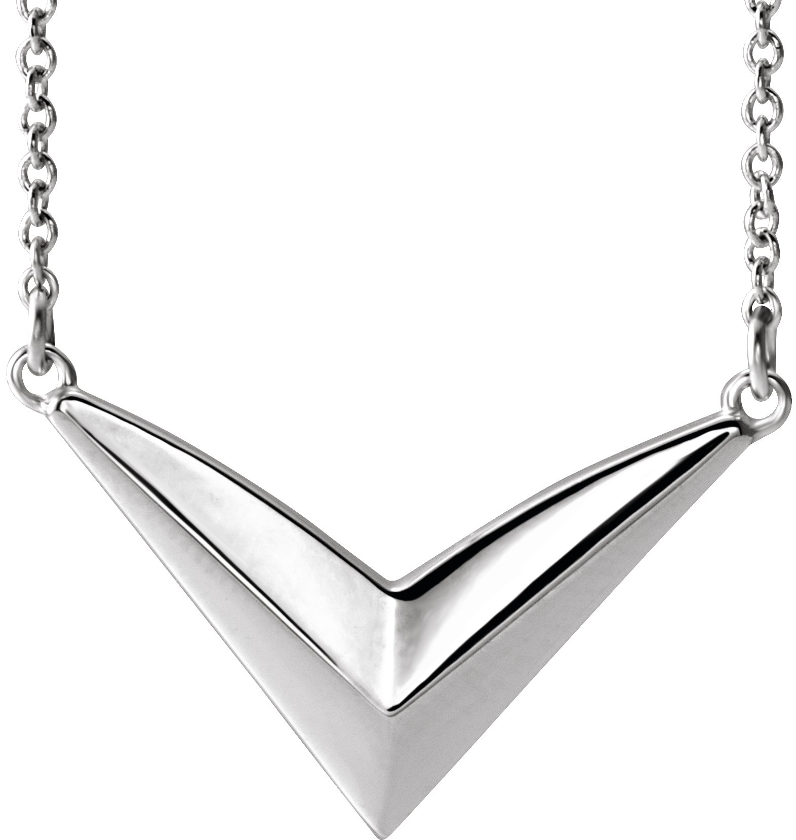 Sterling Silver "V" 16-18" Necklace 