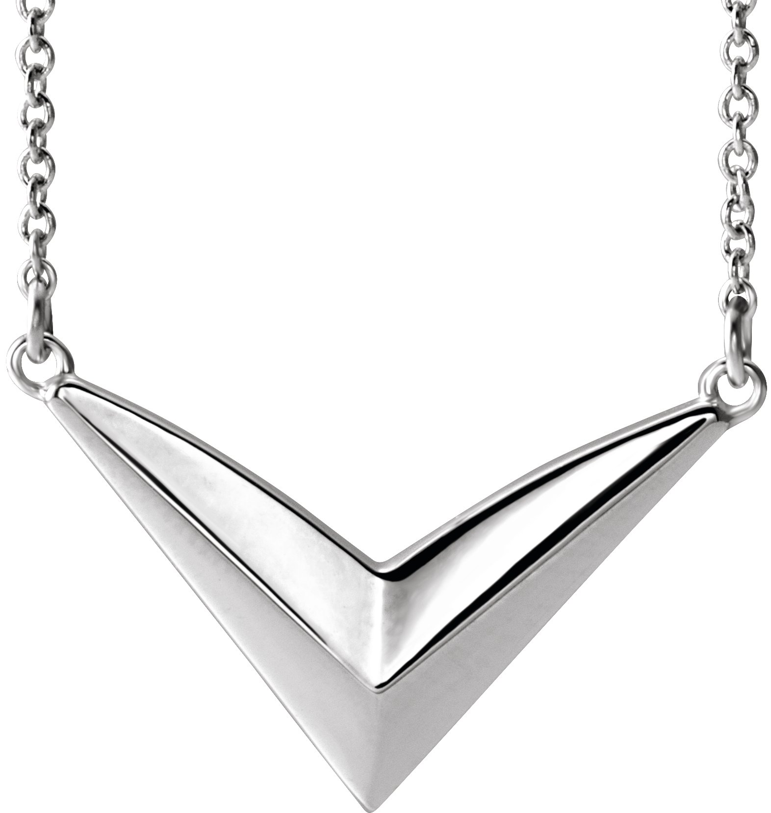 14K White "V" 16-18" Necklace 