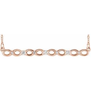 14K Rose .08 CTW Diamond Infinity-Inspired Bar 16-18" Necklace  