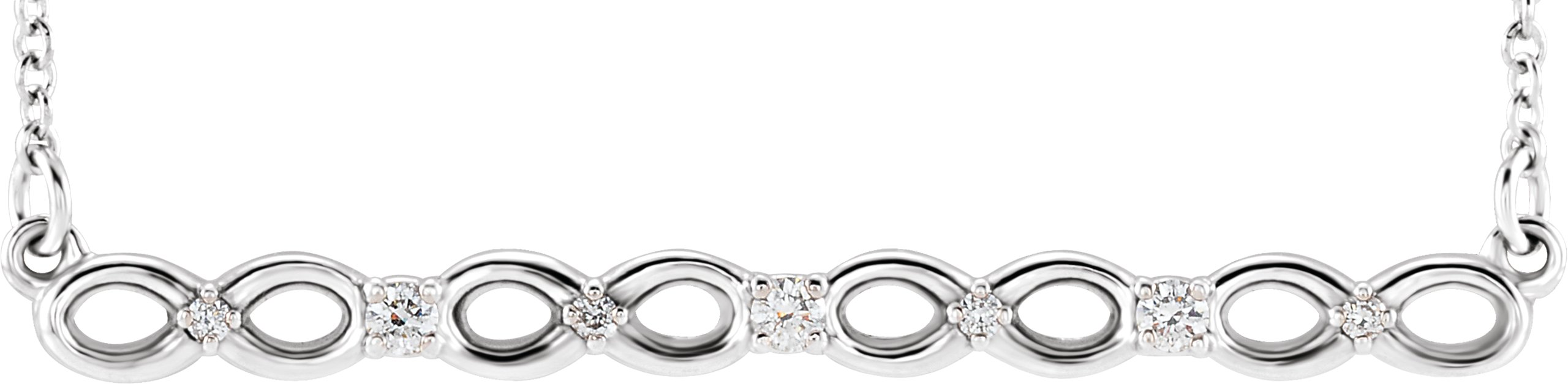 14K White .08 CTW Diamond Infinity-Inspired Bar 16-18" Necklace  