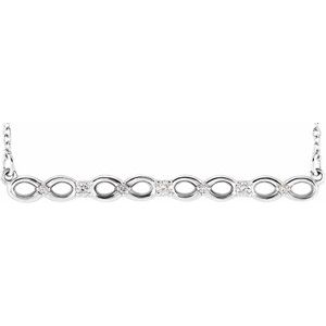 14K White .08 CTW Diamond Infinity-Inspired Bar 16-18" Necklace  
