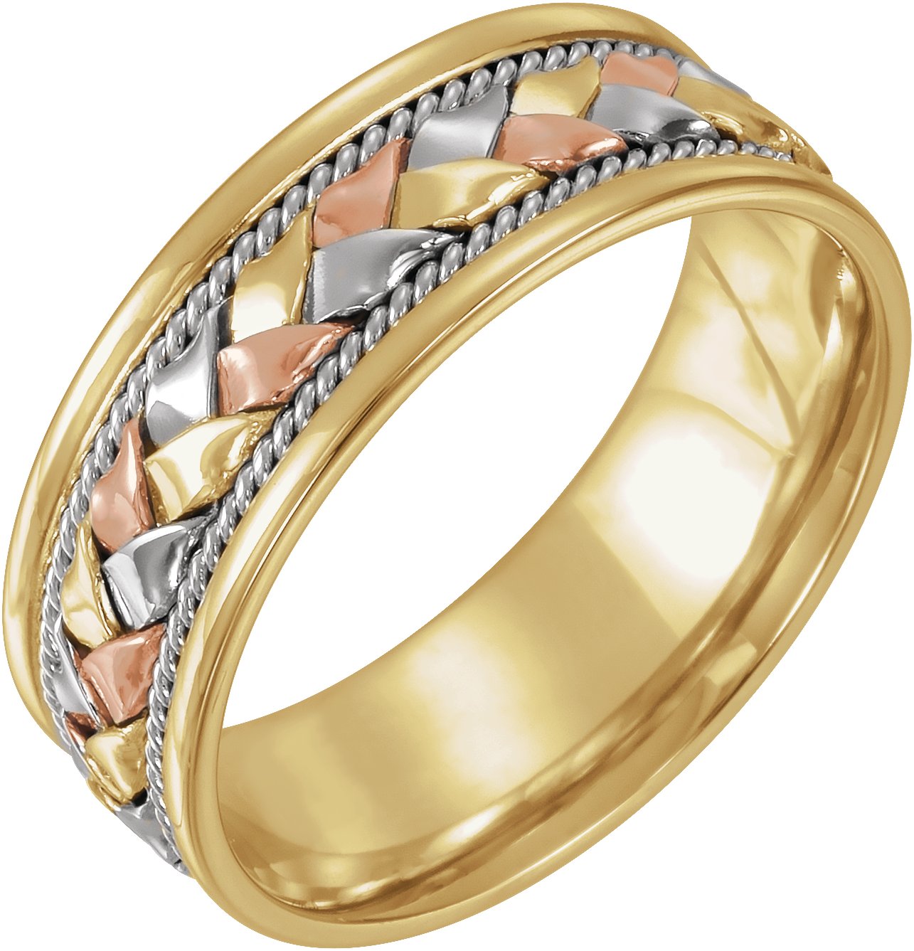 14K Tri-Color 8 mm Woven Band Size 10.5