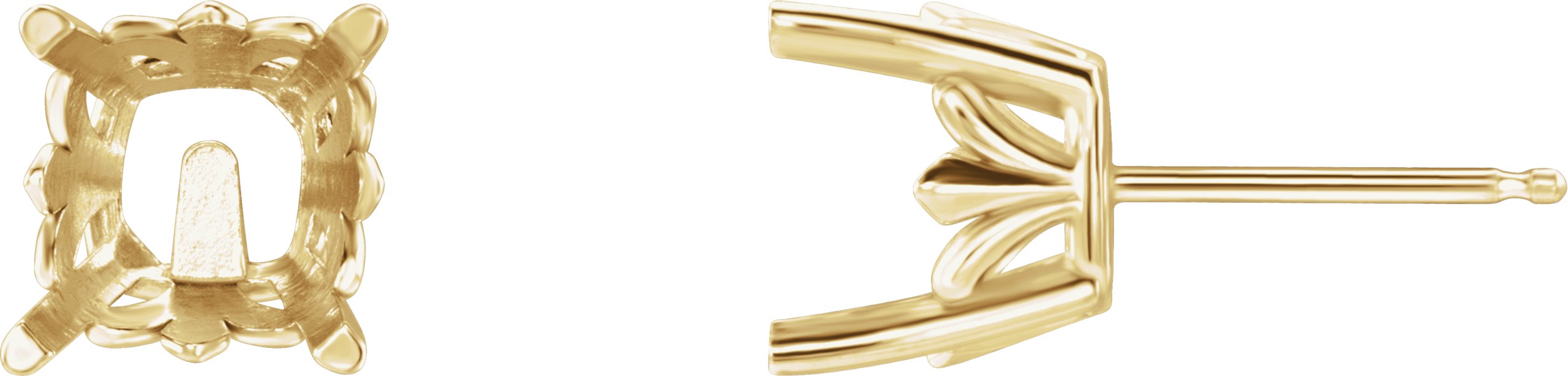 Cushion 4-Prong Fleur-de-lis Stud Earrings
