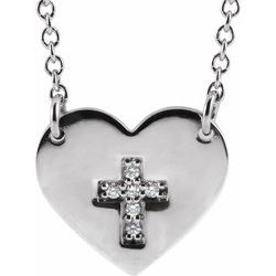 Heart with Accented Cross Necklace