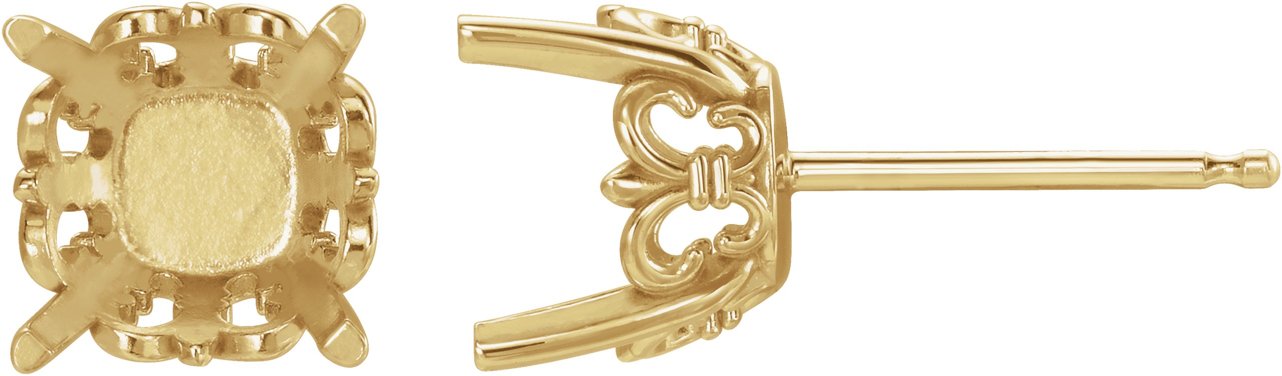 Cushion 4-Prong Fleur-de-lis Earrings