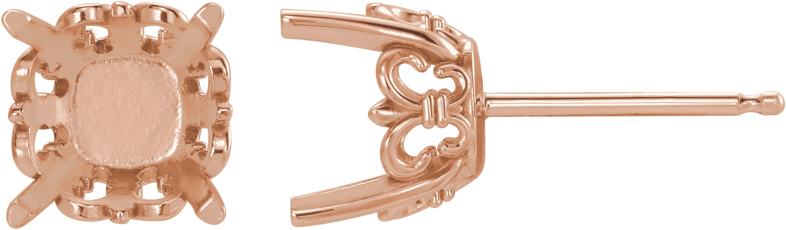 Cushion 4-Prong Fleur-de-lis Earrings