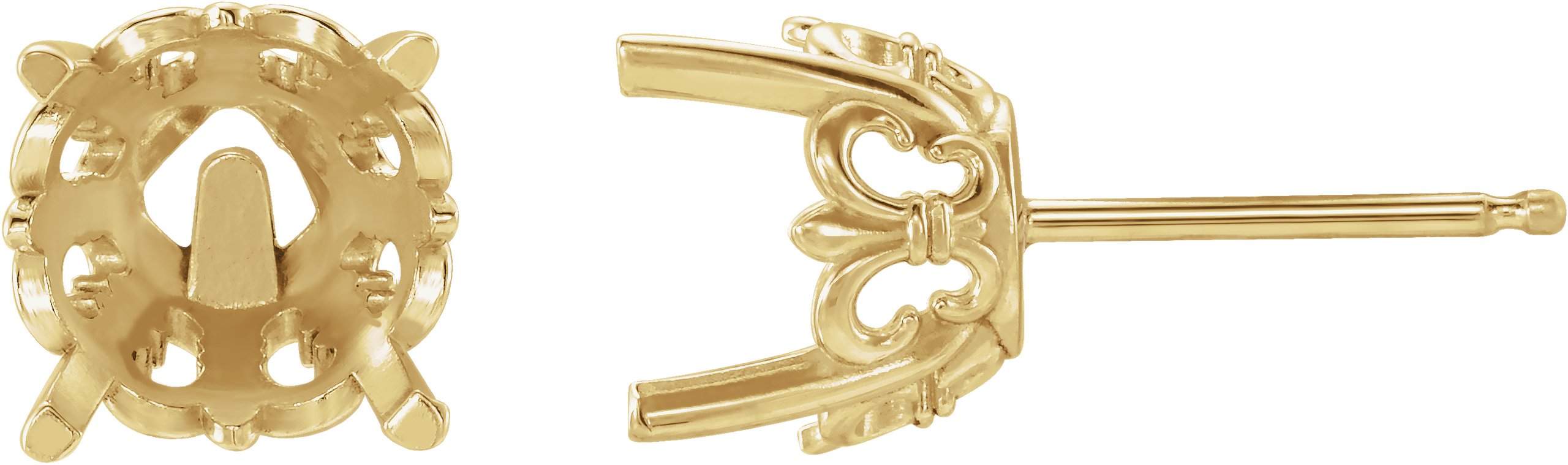 Round 4-Prong Fleur-de-lis Stud Earrings