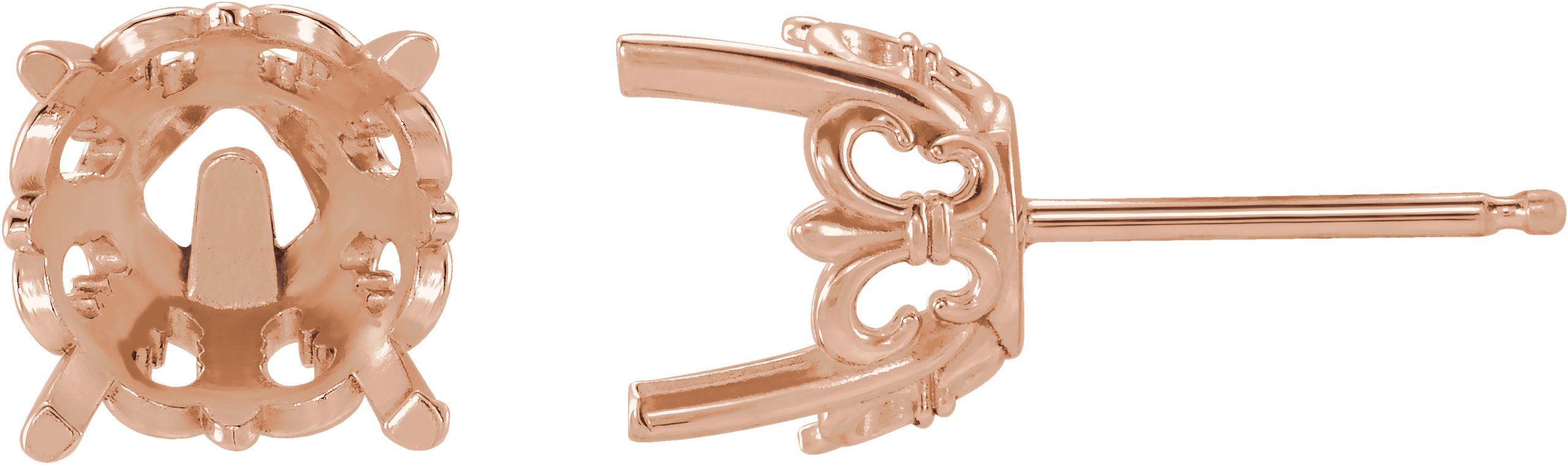 Round 4-Prong Fleur-de-lis Stud Earrings
