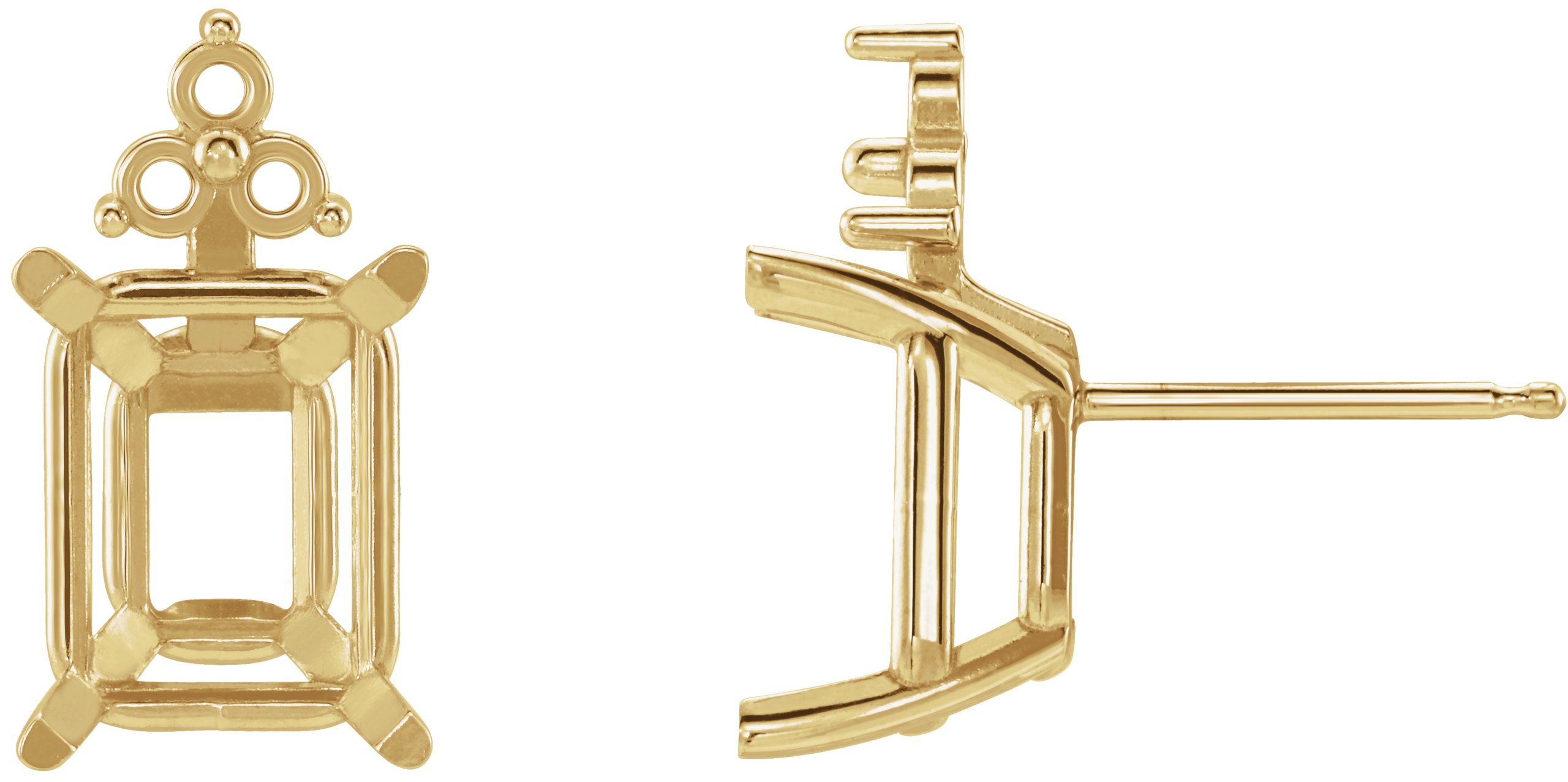 Emerald 4-Prong Accented Stud Earrings