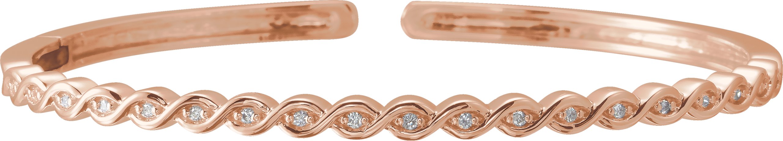 14K Rose 1/6 CTW Natural Diamond Stackable Bangle 7" Bracelet   