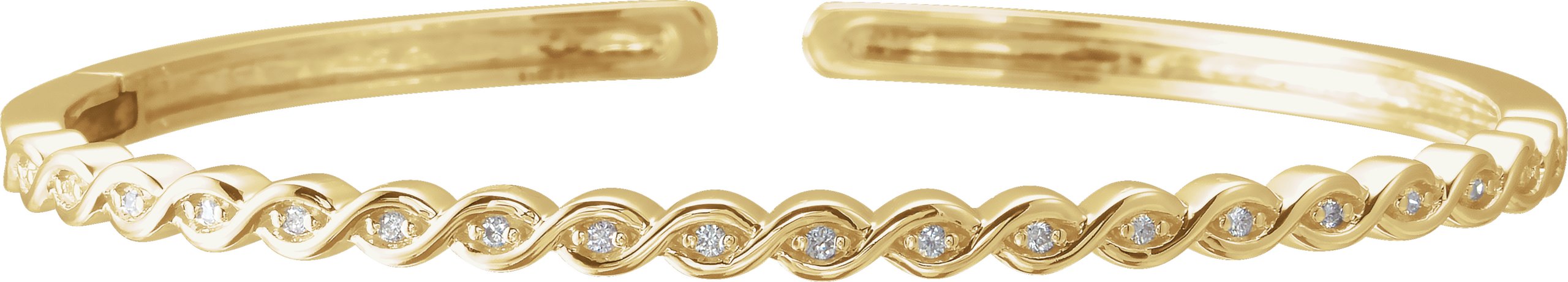 14K Yellow 1/6 CTW Natural Diamond Stackable Bangle 7" Bracelet   