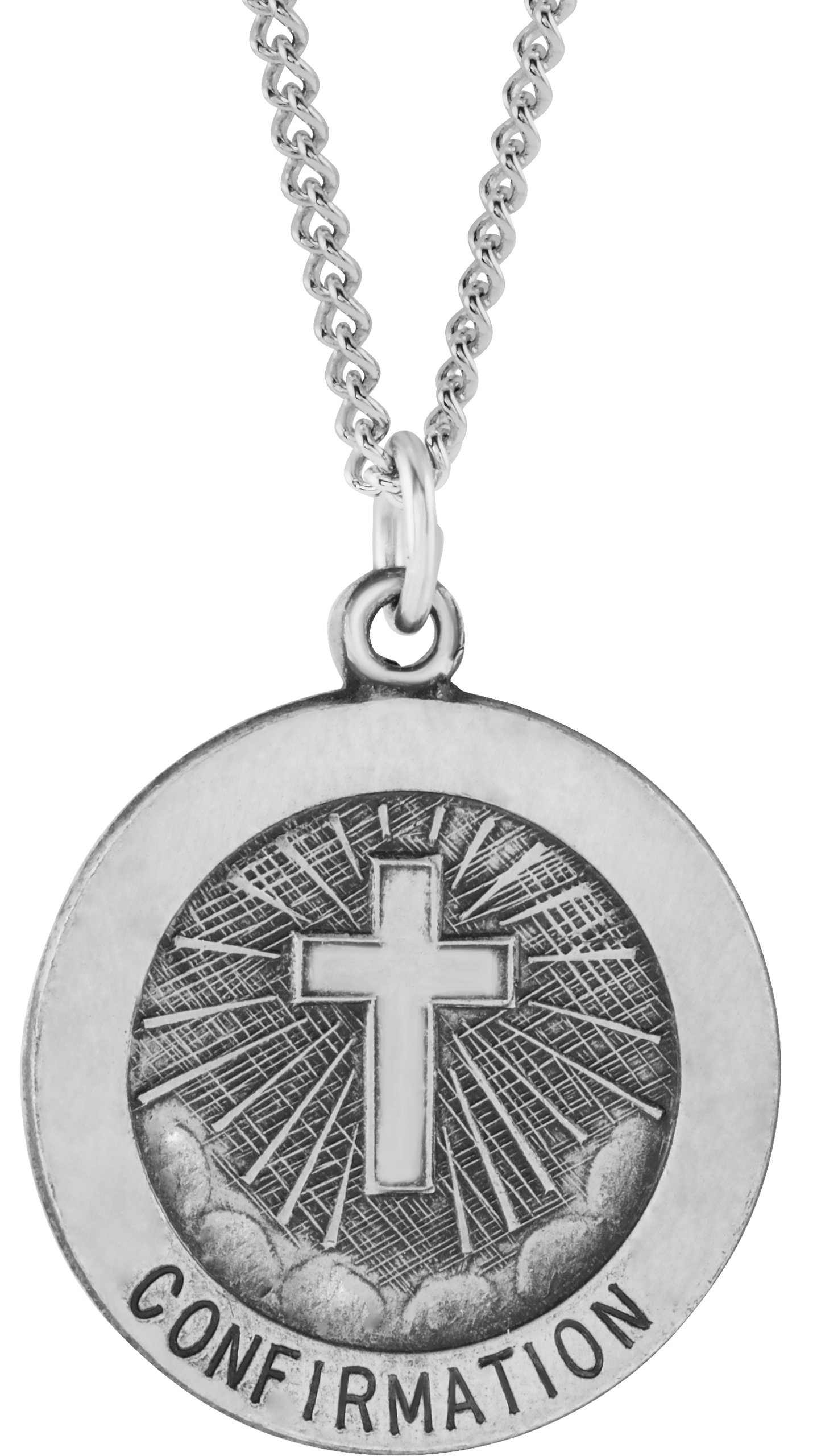 SS 18mm Confirmation Medal with 18 inch Curb Chain Ref 628046