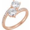 14K Rose 4.5 mm Round Forever One Moissanite and .167 CTW Diamond Ring Ref 13777902