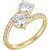 14K Yellow 6 mm Round Forever One Moissanite and .20 CTW Diamond Ring Ref 13777895