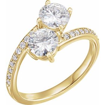 14K Yellow 6 mm Round Forever One Moissanite and .20 CTW Diamond Ring Ref 13777895
