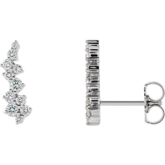 Sterling Silver 1/3 CTW Natural Diamond Ear Climbers