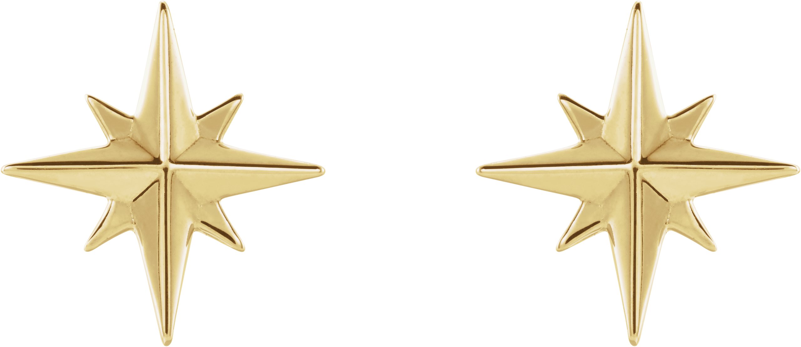 14K Yellow Star Earrings   