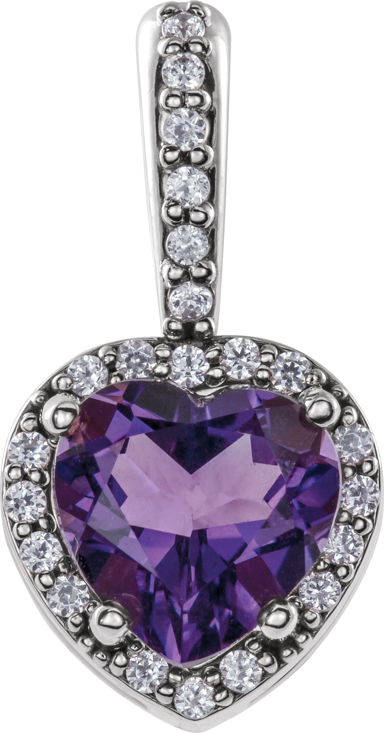 Heart 4-Prong Accented Halo-Style Pendant