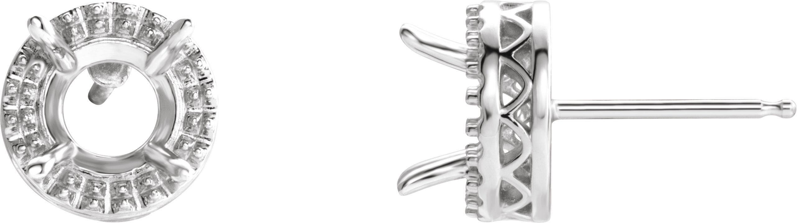 Round 4-Prong Halo-Style Earrings