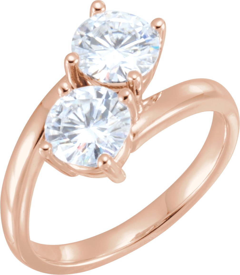 14K Rose 6 mm Forever One™ Lab-Grown Moissanite Two-Stone Ring