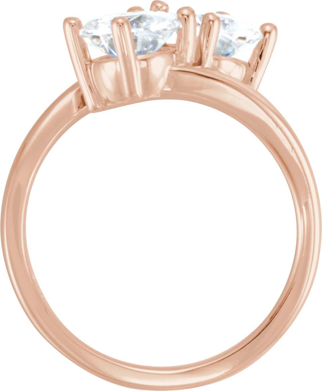 14K Rose 6 mm Forever One™ Lab-Grown Moissanite Two-Stone Ring