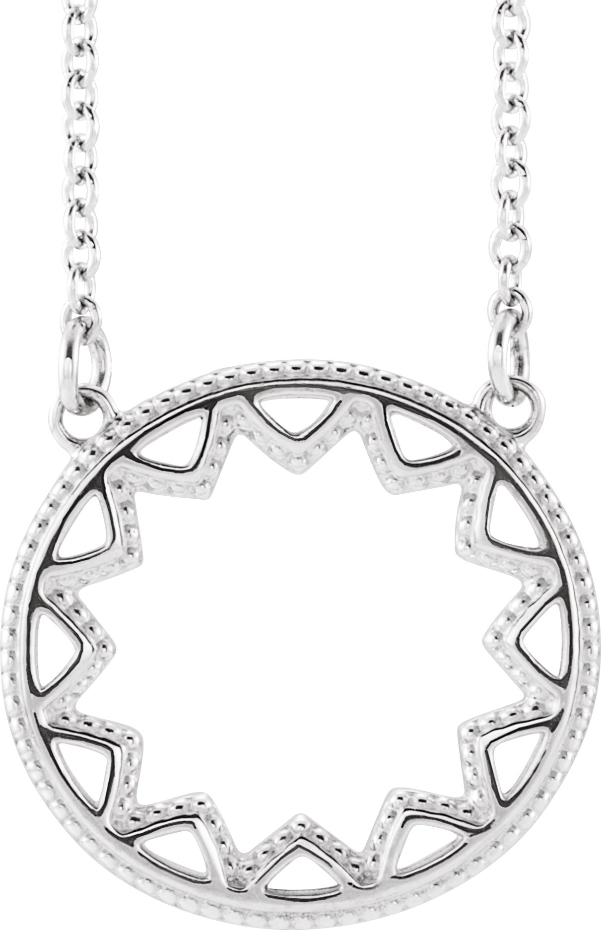 Platinum Milgrain Sun 16-18" Necklace 