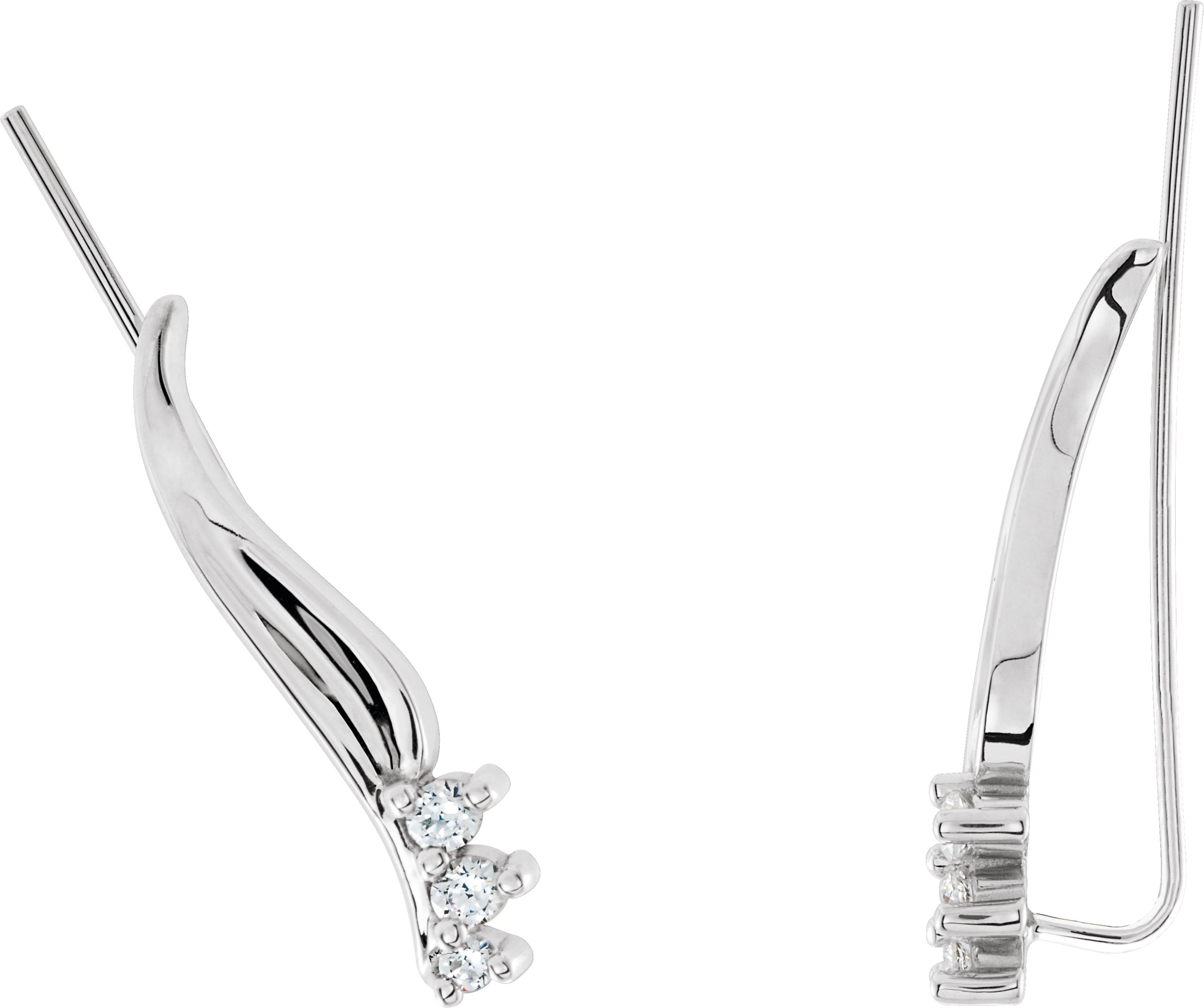 14K White 1/6 CTW Natural Diamond Ear Climbers