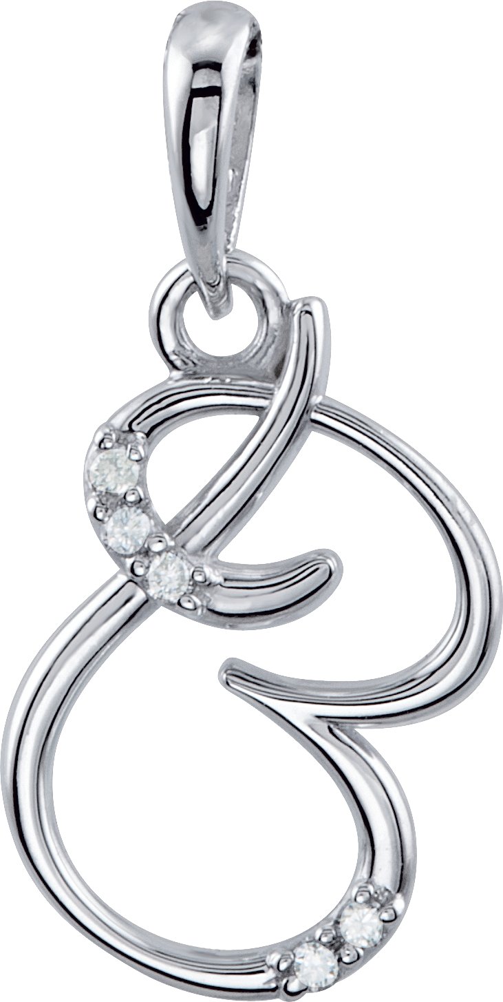 14K White .025 CTW Diamond Initial B Pendant