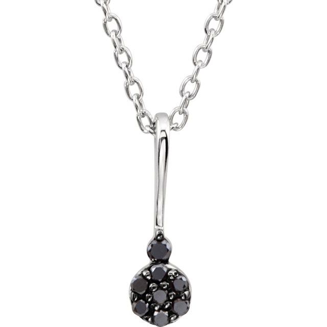 Sterling Silver 1/6 CTW Natural Black & White Diamond Heart 18 Necklace