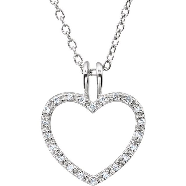Sterling Silver 1/6 CTW Natural Black & White Diamond Heart 18 Necklace