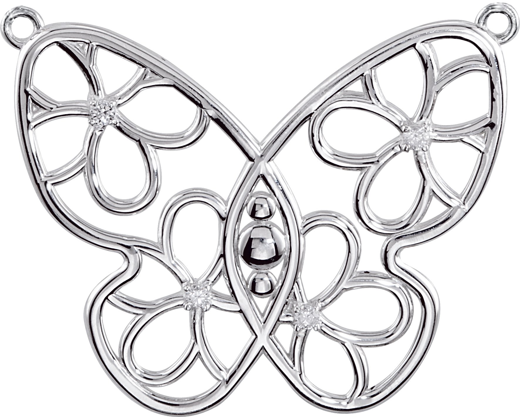 .08 CTW Natural Diamond Butterfly & Floral 18" Necklace
