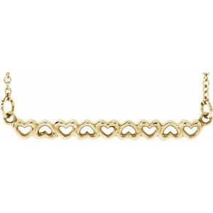 14K Yellow Heart Bar 16-18" Necklace  