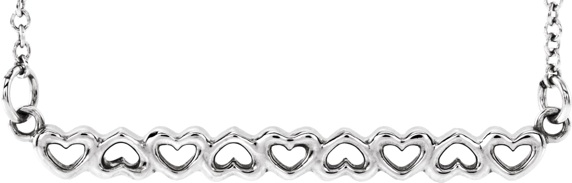 14K White Heart Bar 16-18" Necklace  