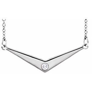 Sterling Silver .03 CTW Natural Diamond V 18" Necklace