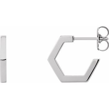 14K White Geometric Hoop Earrings Ref. 13754384