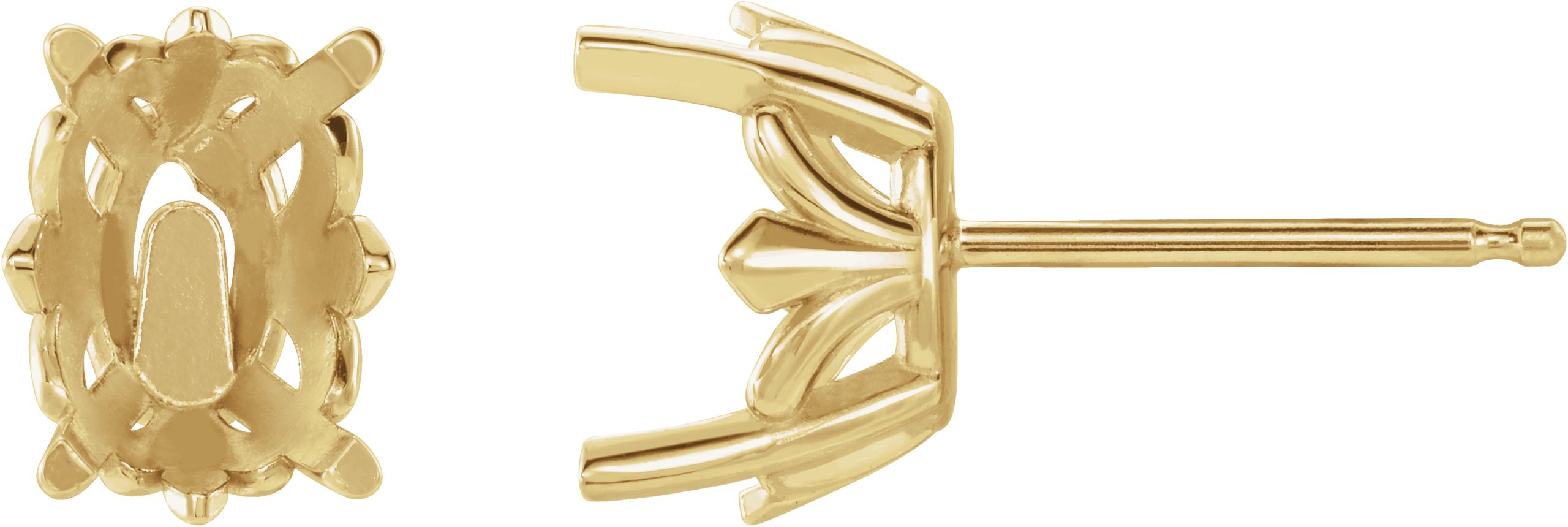 Oval 4-Prong Fleur-de-lis Earrings