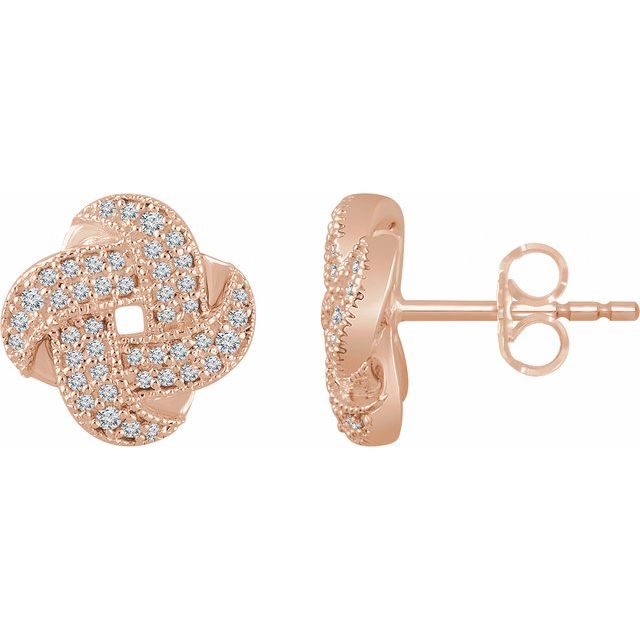 14K Rose 1/3 CTW Natural Diamond Knot Earrings