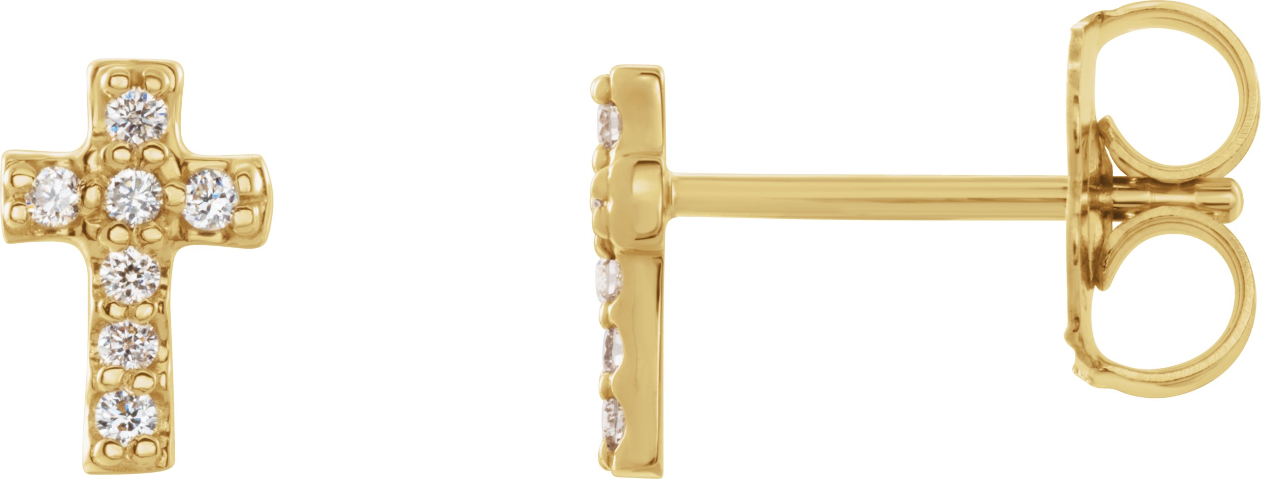 14K Yellow .06 CTW Diamond Cross Earrings