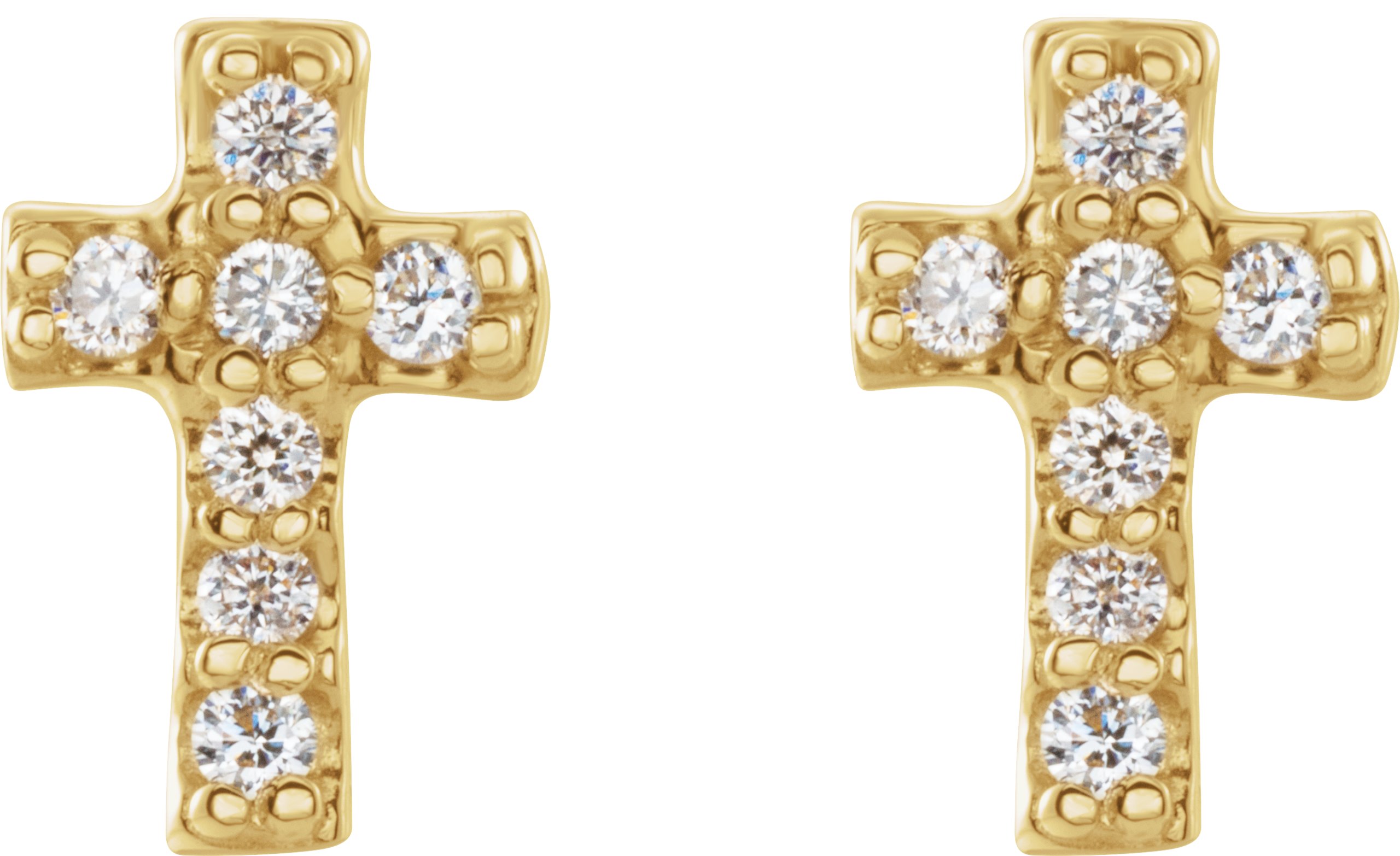 14K Yellow .06 CTW Diamond Cross Earrings