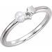 Platinum Cultured White Freshwater Pearl Youth Double Star Ring  