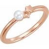 14K Rose Freshwater Cultured Pearl Youth Double Star Ring