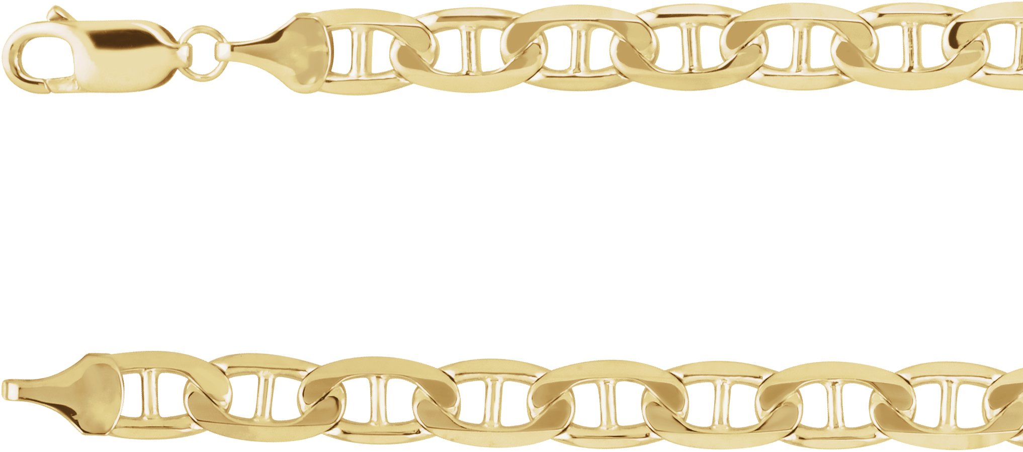 14K Yellow 6 mm Curbed Anchor 8 1/2 " Chain