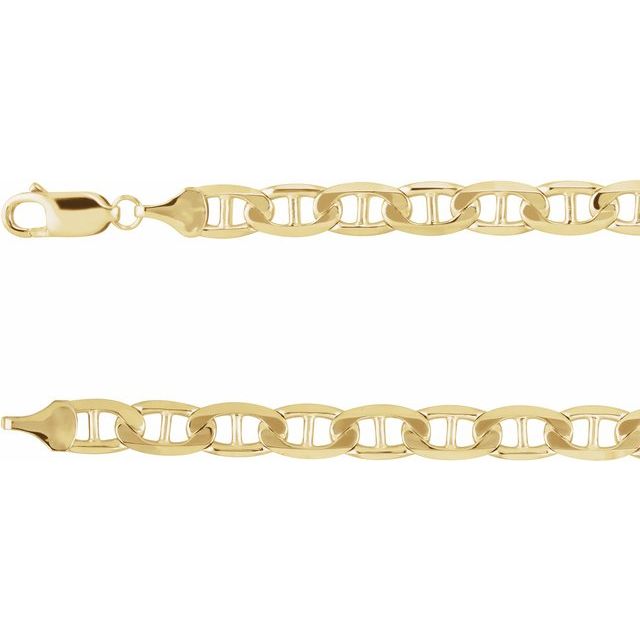 14K Yellow 6 mm Curbed Anchor 8 1/2 " Chain